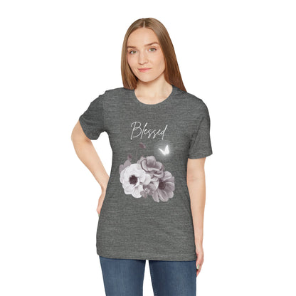 Blessed White Flowers with Butterfly T-shirt