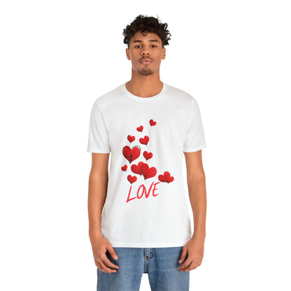 Love Red Hearts and Cross Unisex Jersey Short Sleeve Tee