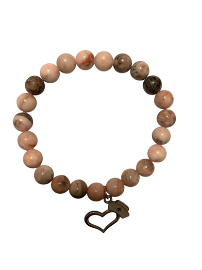 Natural Stone Agate Stretch Bracelet with Nurse Charm