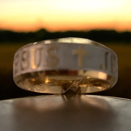 JESUS Gold and Silver Color Stainless Steel Men’s Ring