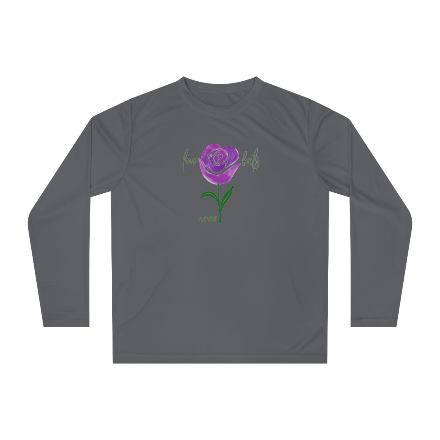 Love Never Fails Rose SPORT Long Sleeve Shirt