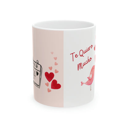 Te Quiero Mucho Bird Heart Valentines Mug, I Love You