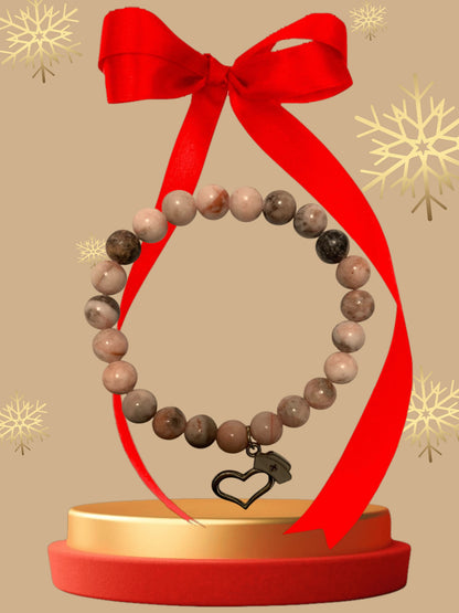 Natural Stone Agate Stretch Bracelet with Nurse Charm