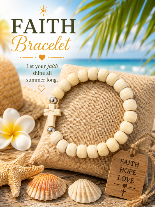Stone Beige Cross Faith Bracelet