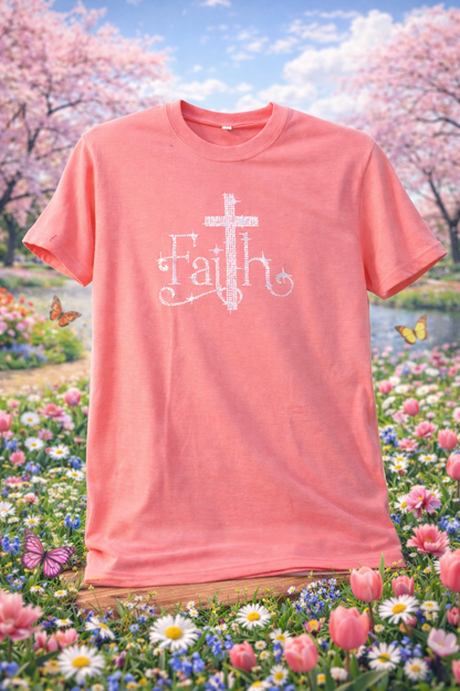 Faith Cross Pink T Shirt