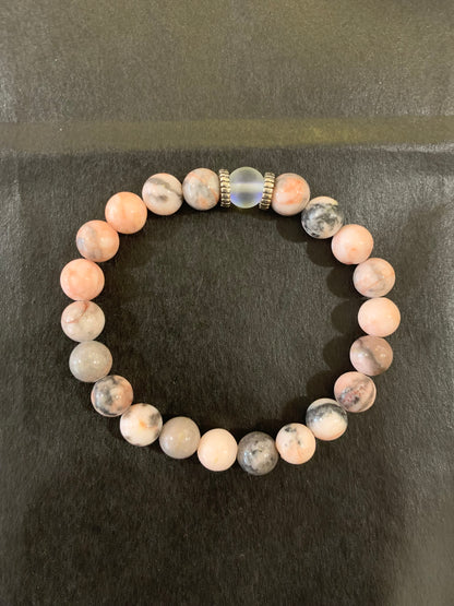 Handmade Agate and Moon Stone Natural Stone Bracelet