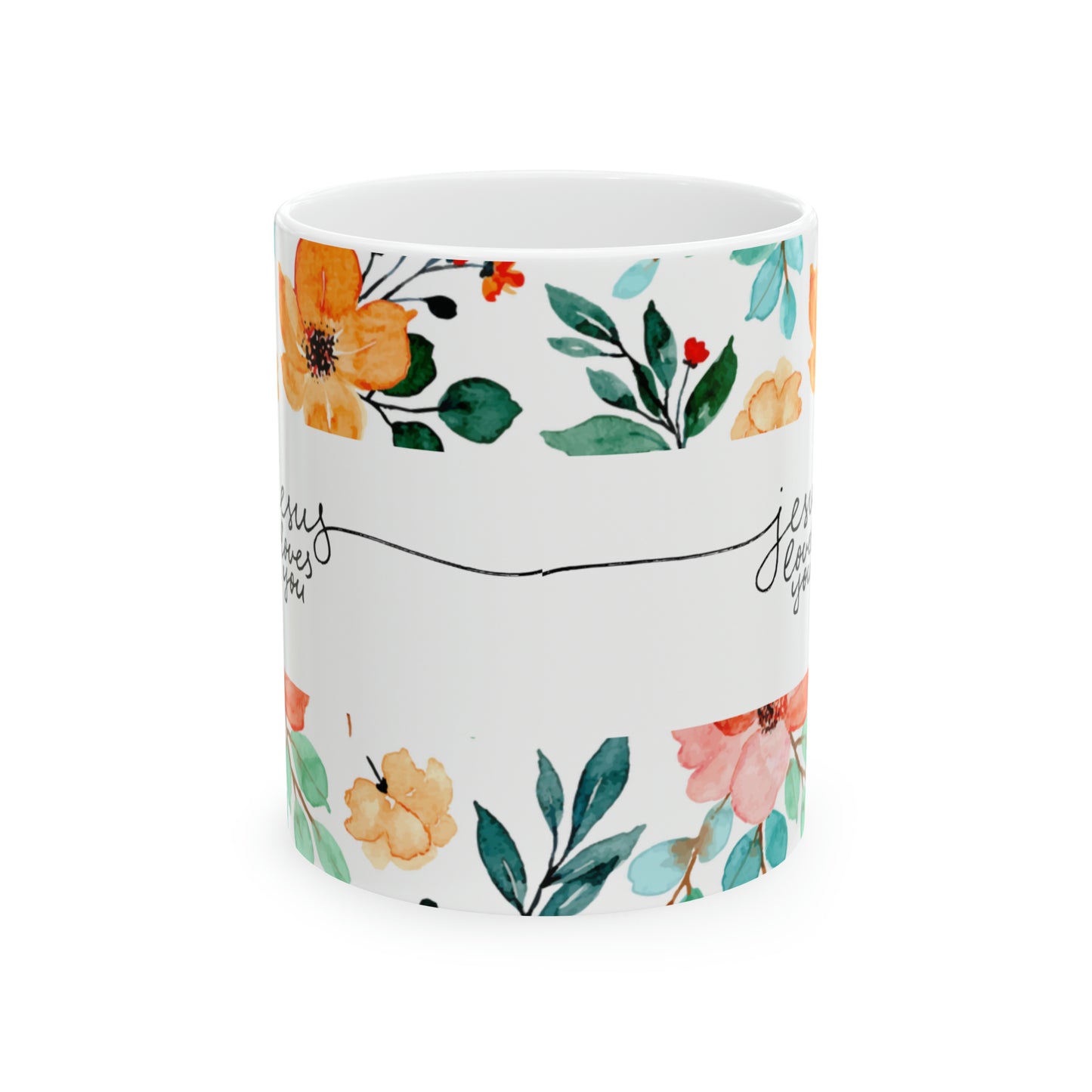 Jesús Loves You Floral Mug