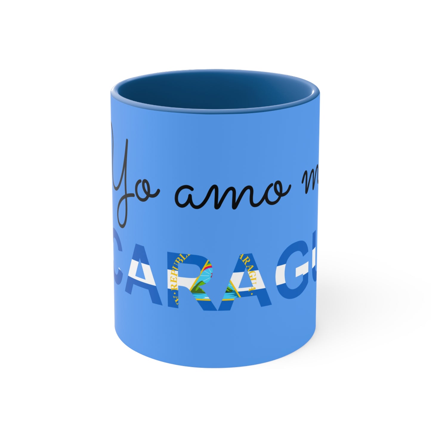 Yo Amo Mi Nicaragua Blue Accent Mug, I Love Nicaragua Mug, Taza Nica, Taza Nicaragüense