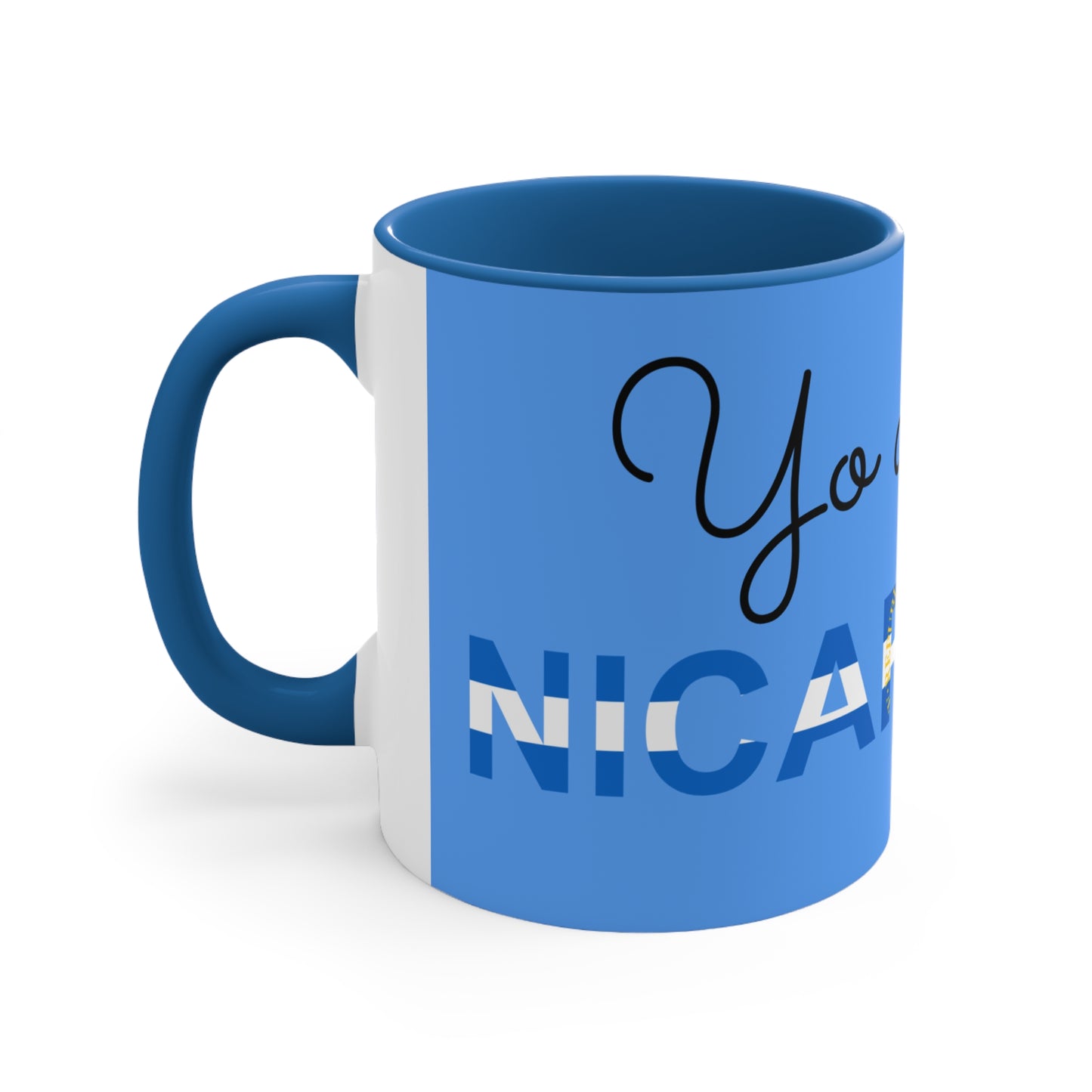 Yo Amo Mi Nicaragua Blue Accent Mug, I Love Nicaragua Mug, Taza Nica, Taza Nicaragüense