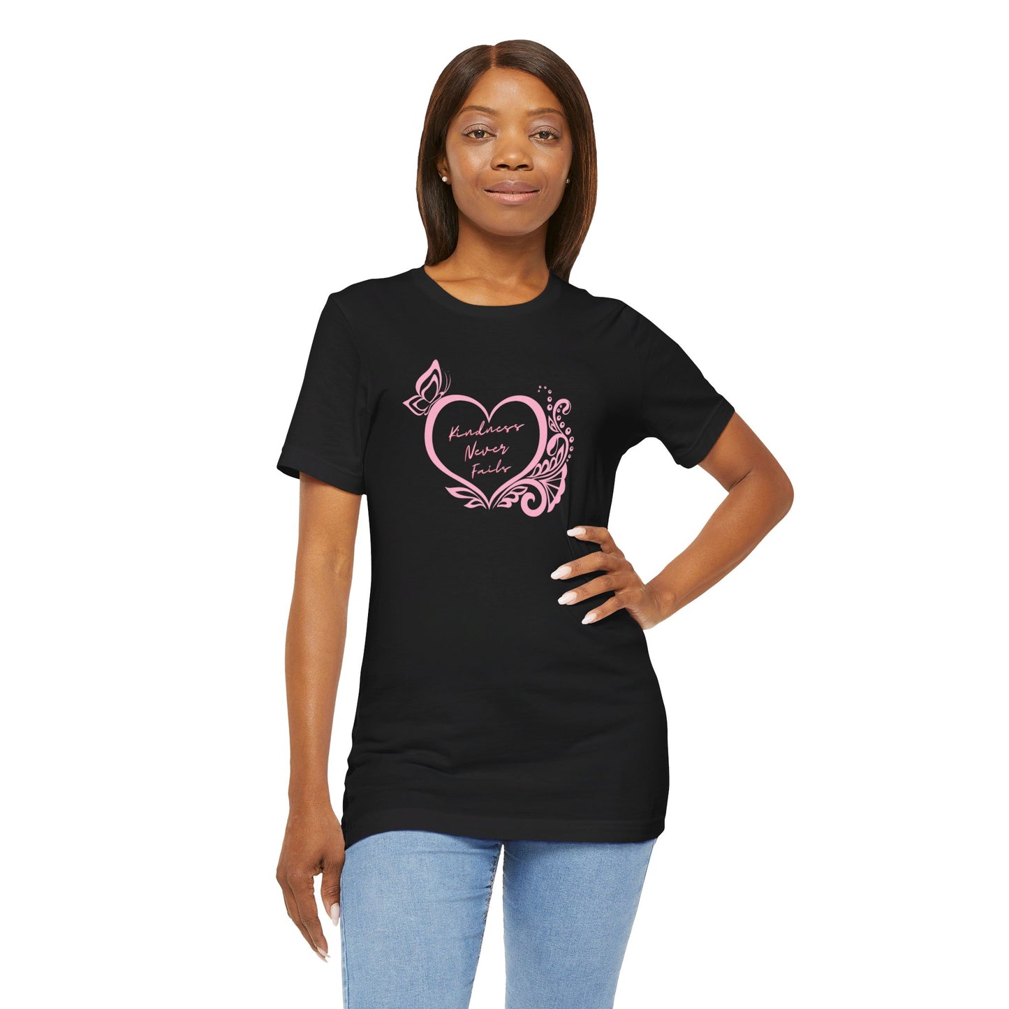 Kindness Never Fails Pink Heart Tee Short Sleeve