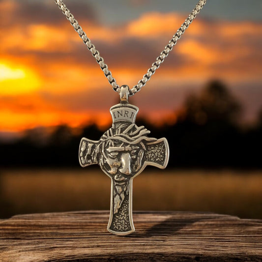 Jesús on the Cross Titanium Steel Cross and Necklace