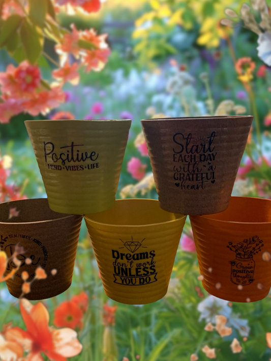 Planter Bamboo with Message of Faith Medium