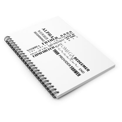 I AM Provider Comforter Joshua Yahweh Alpha Omega Creator Beginning End Inspirational Cross Spiral Notebook - Ruled Line