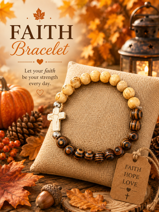 Stone Blended Wood Faith Bracelet