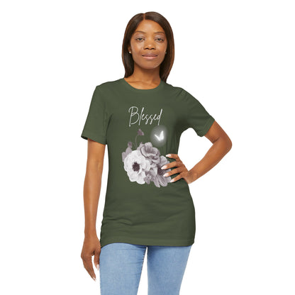 Blessed White Flowers with Butterfly T-shirt