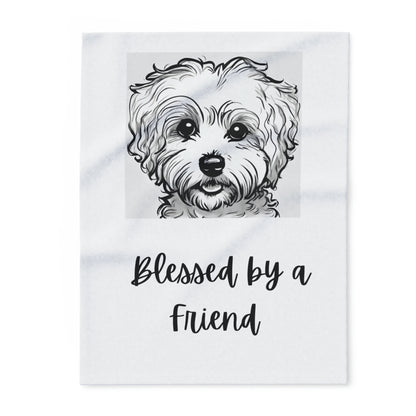 Blessed by a Friend White Dog Arctic Fleece Blanket