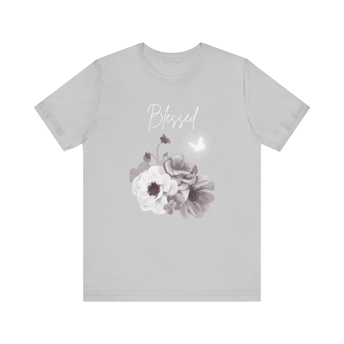 Blessed White Flowers with Butterfly T-shirt