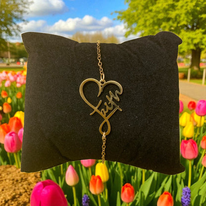 Faith Heart Gold Plated Stainless Steel Bracelet