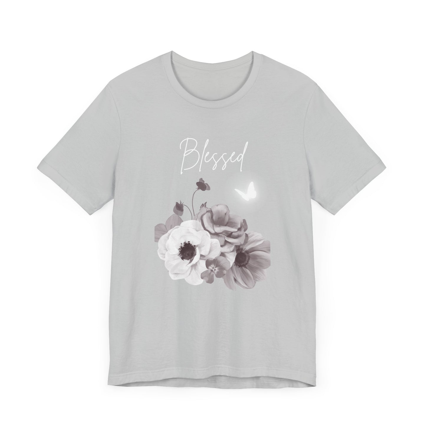 Blessed White Flowers with Butterfly T-shirt