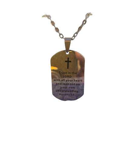 Trust in the Lord with All of Your Heart Necklace Proverbs 3:5  Stainless Steel