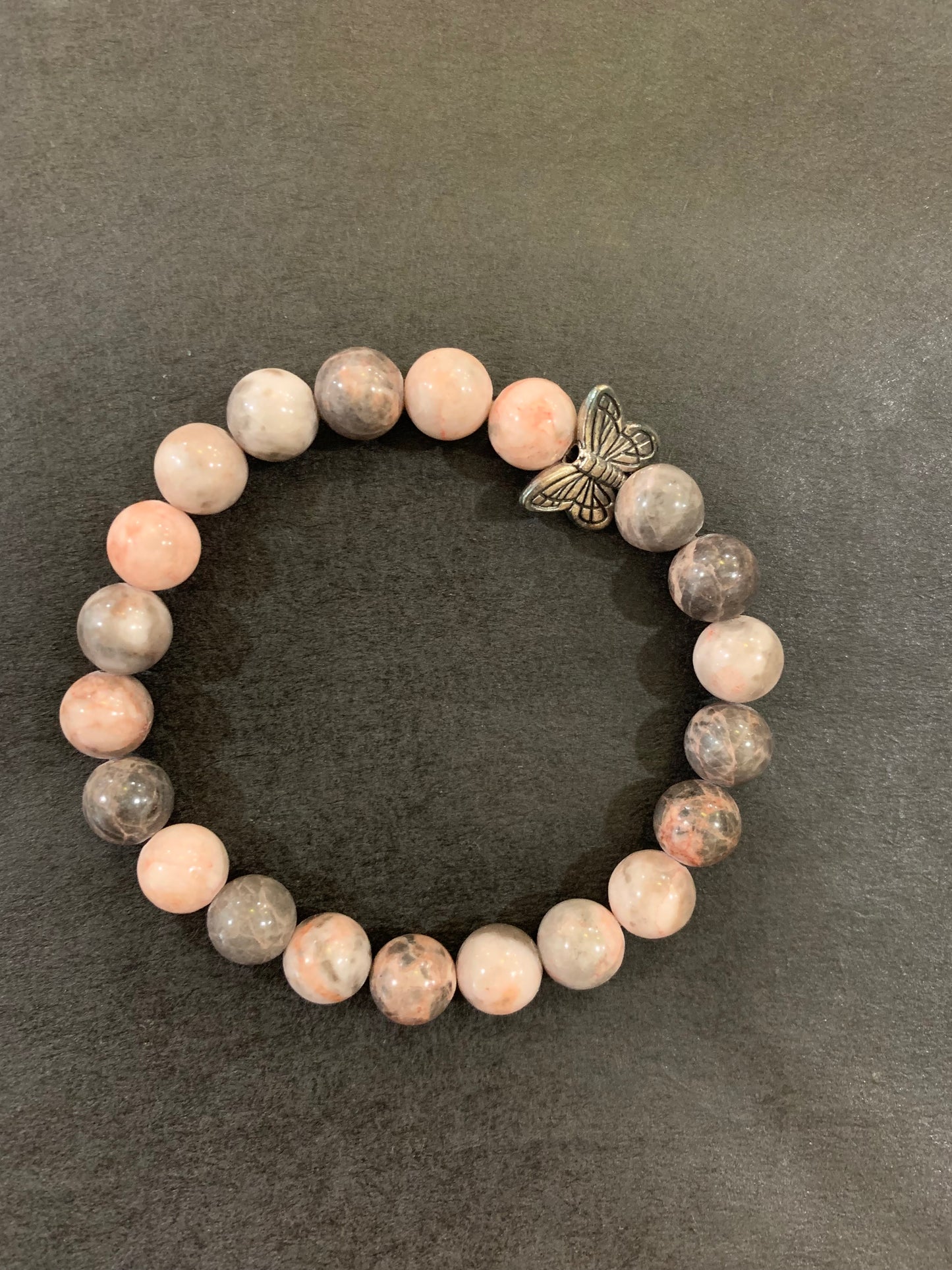 Handmade Agate Natural Stone Bracelet with Butterfly Charm