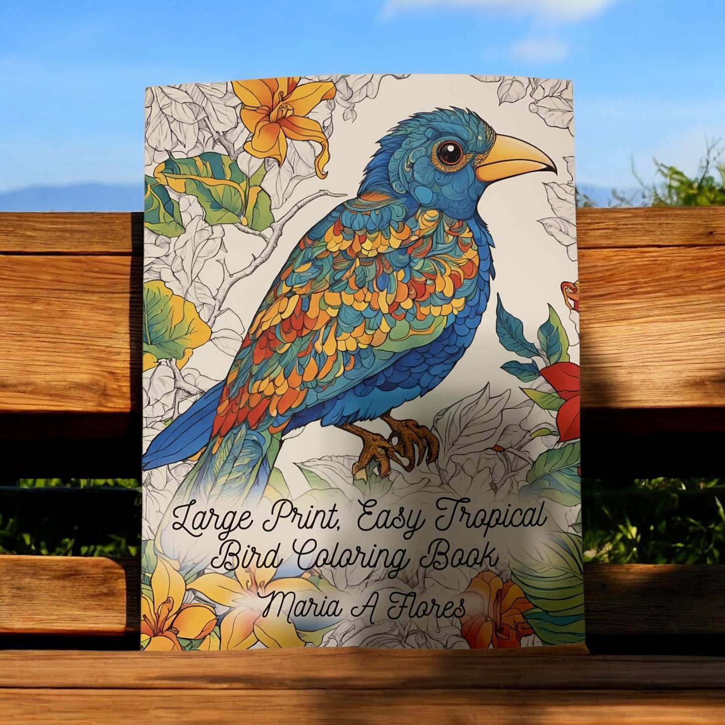 Large Print, Easy Tropical Bird Coloring Book