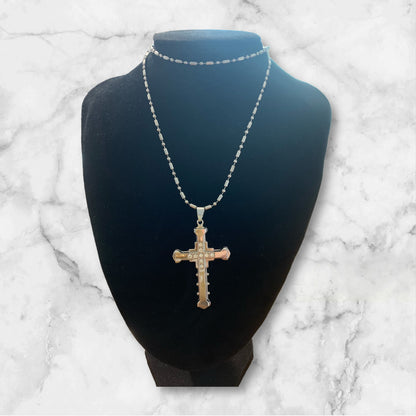 Men’s Large Stainless Steel Cross (Black Tone) with 20 in Chain