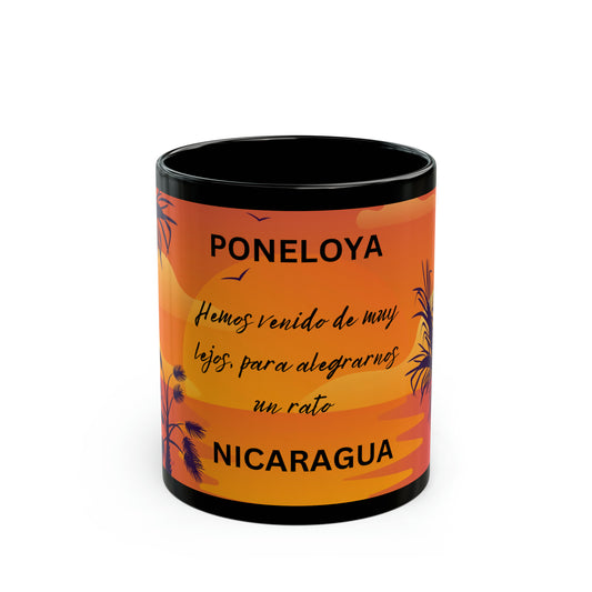 Playa Poneloya Sunset Nicaragua Black Mug