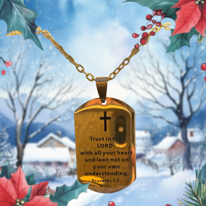 Trust in the Lord with All of Your Heart Necklace Proverbs 3:5 fGold Plated Stainless Steel)