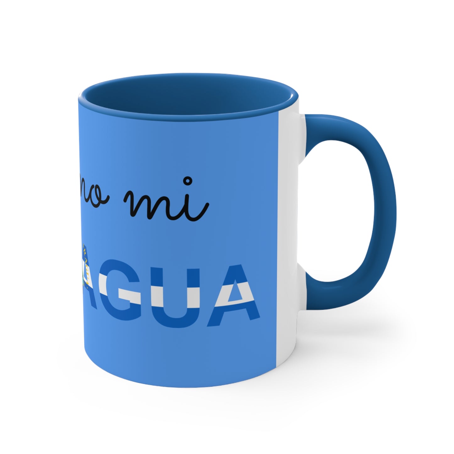 Yo Amo Mi Nicaragua Blue Accent Mug, I Love Nicaragua Mug, Taza Nica, Taza Nicaragüense