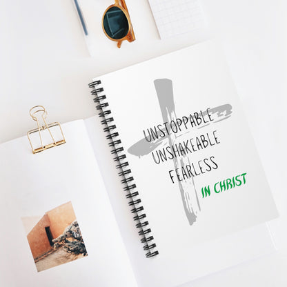 Unstoppable, Unshakable, Fearless in Christ Spiral Notebook - Ruled Line