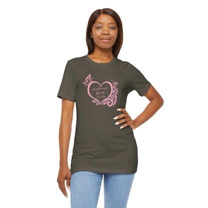 Kindness Never Fails Pink Heart Tee Short Sleeve