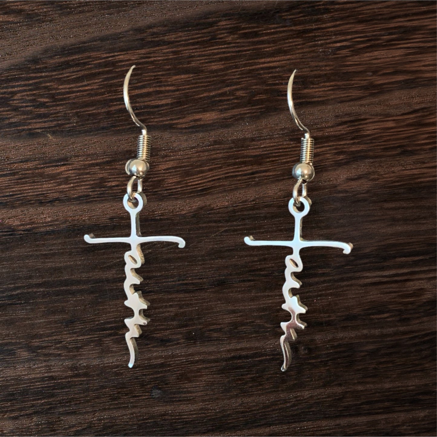 Faith Cross Stainless Steel Earrings