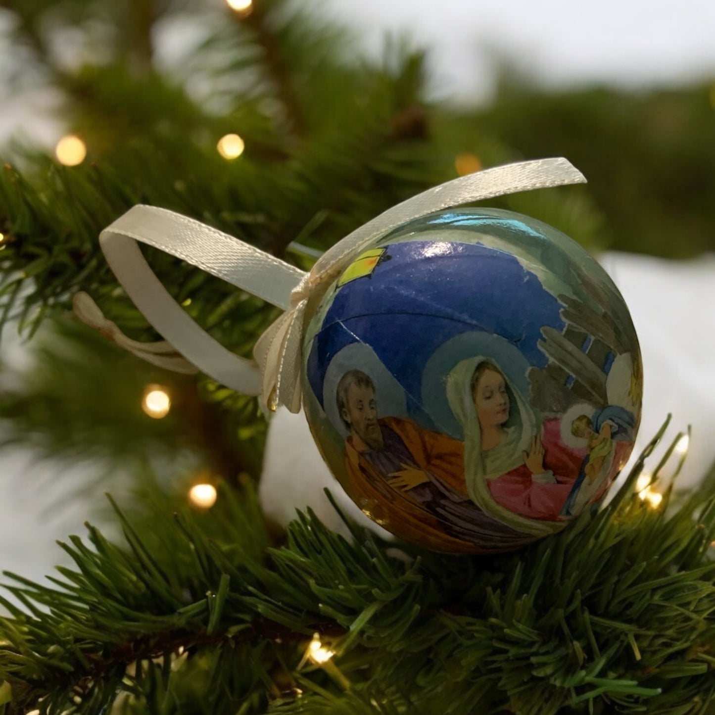 Nativity Scene Paper Globe Christmas Ornament