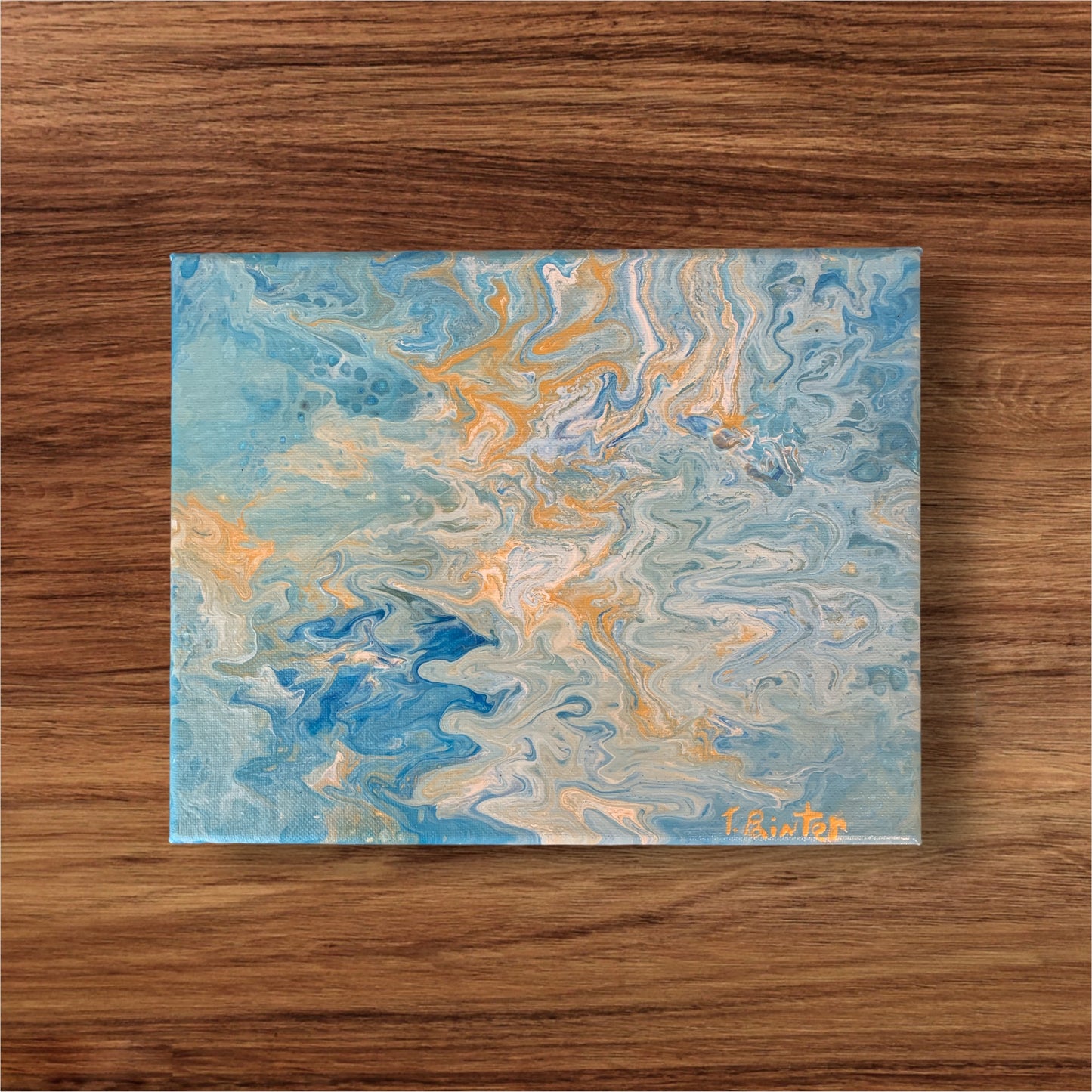 Serenity of Ocean, Harmony of Skies Fluid Art on 8x10 Canvas