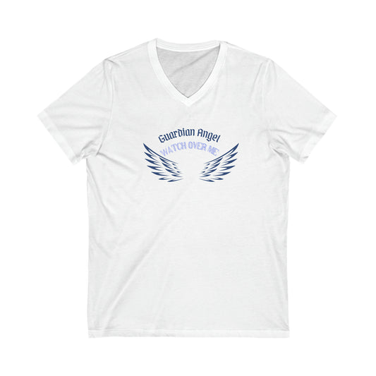 Guardian Angel Watch Over Me Unisex Jersey Short Sleeve V-Neck Tee