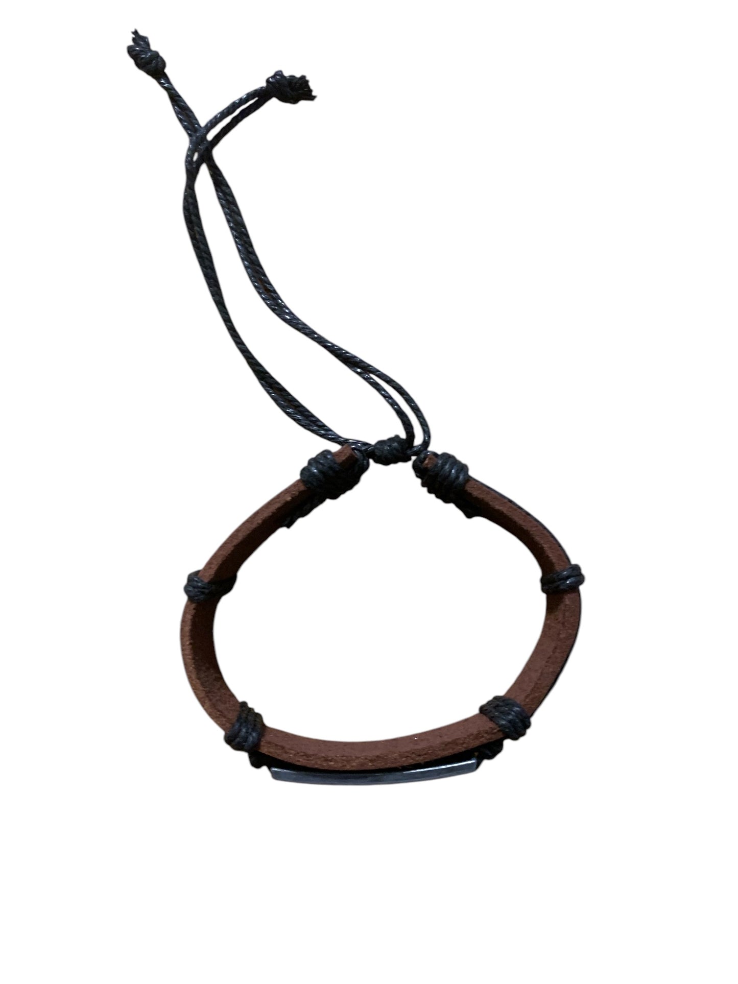 Faith Leather Black and Brown Adjustable Bracelet