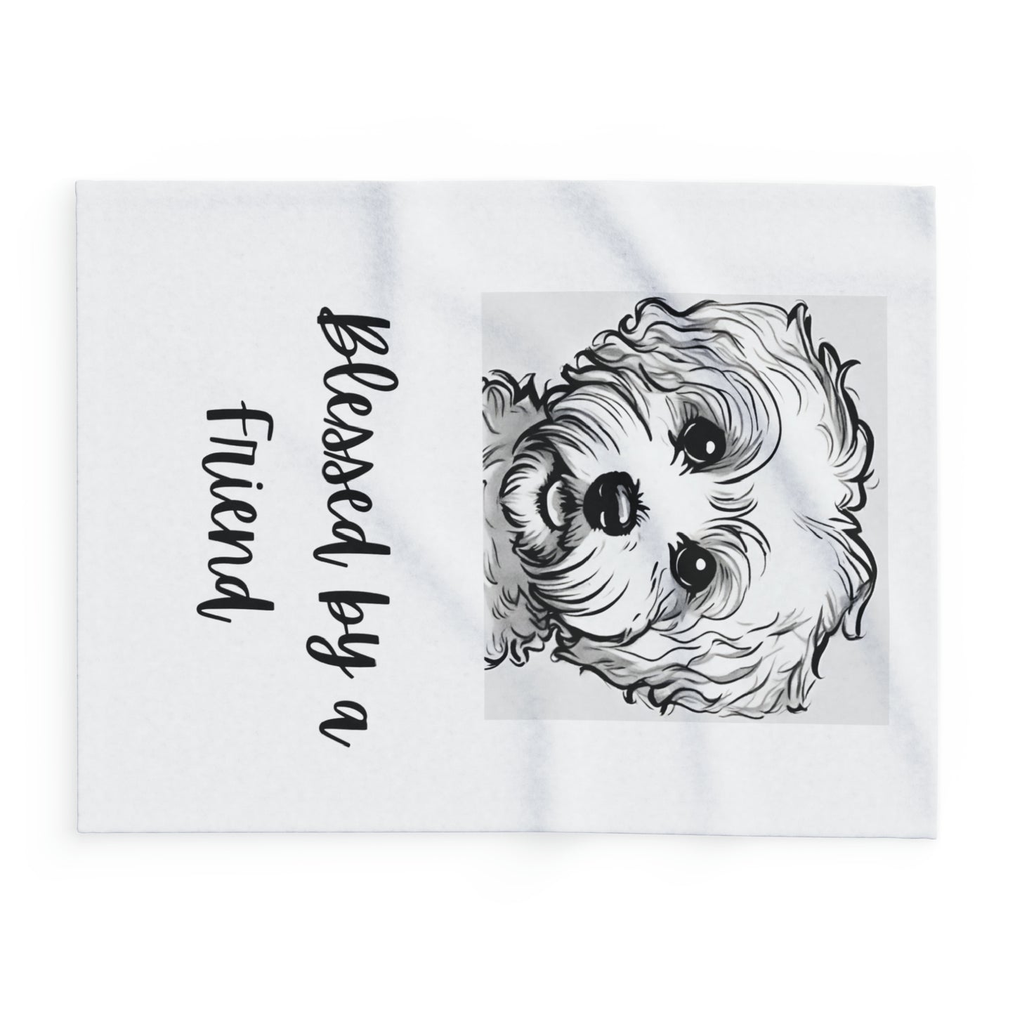 Blessed by a Friend White Dog Arctic Fleece Blanket