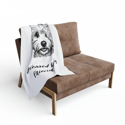 Blessed by a Friend White Dog Arctic Fleece Blanket