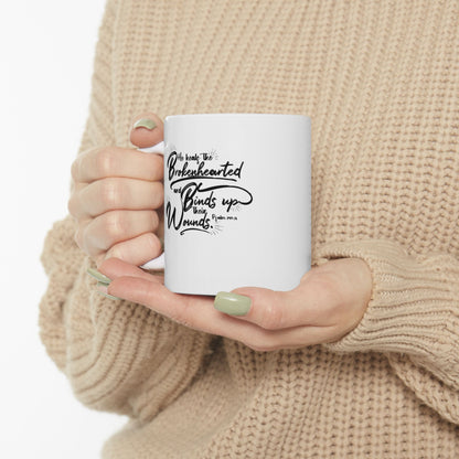 He Heals the Brokenhearted Ceramic Mug