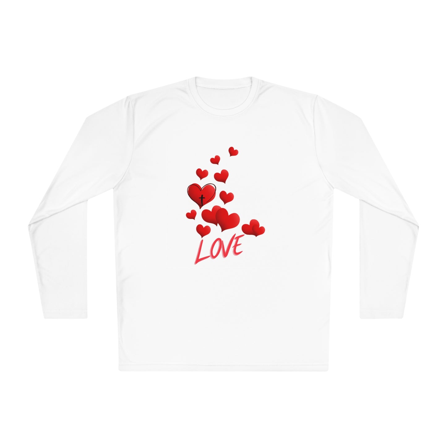 Love Red Hearts and Cross SPORT Long Sleeve Tee