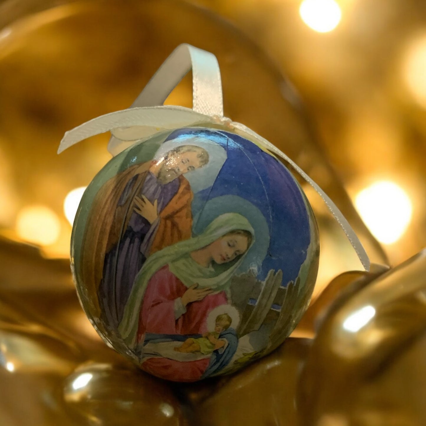 Nativity Scene Paper Globe Christmas Ornament