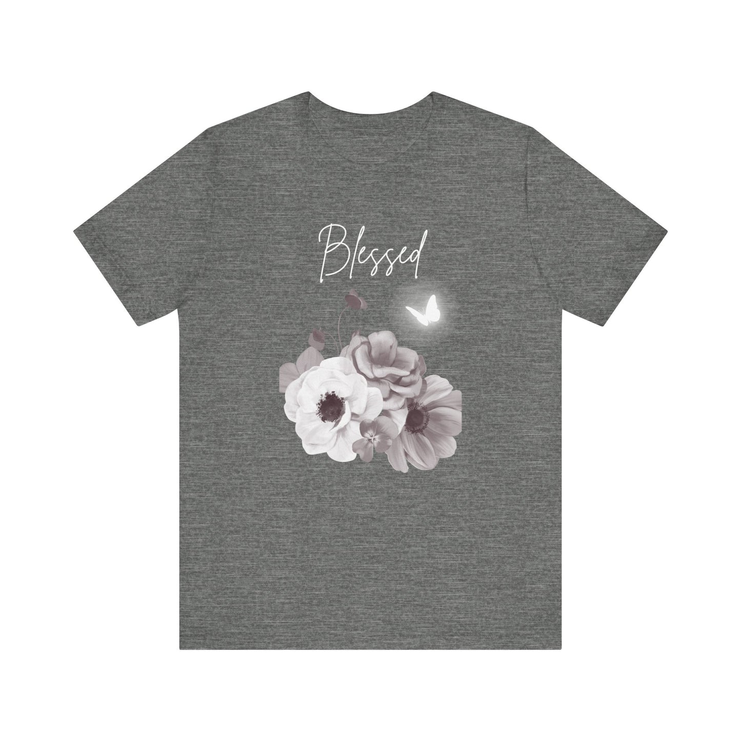 Blessed White Flowers with Butterfly T-shirt