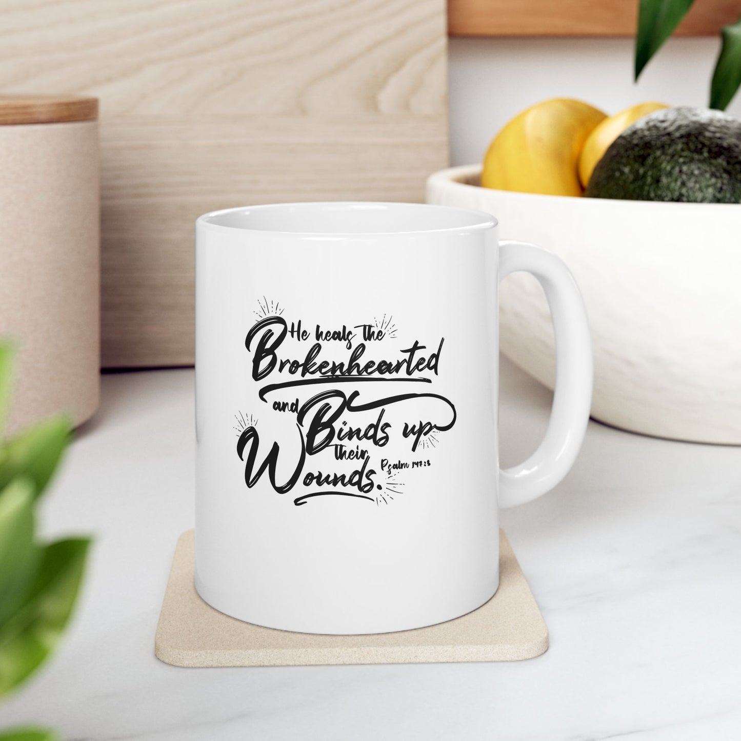 He Heals the Brokenhearted Ceramic Mug