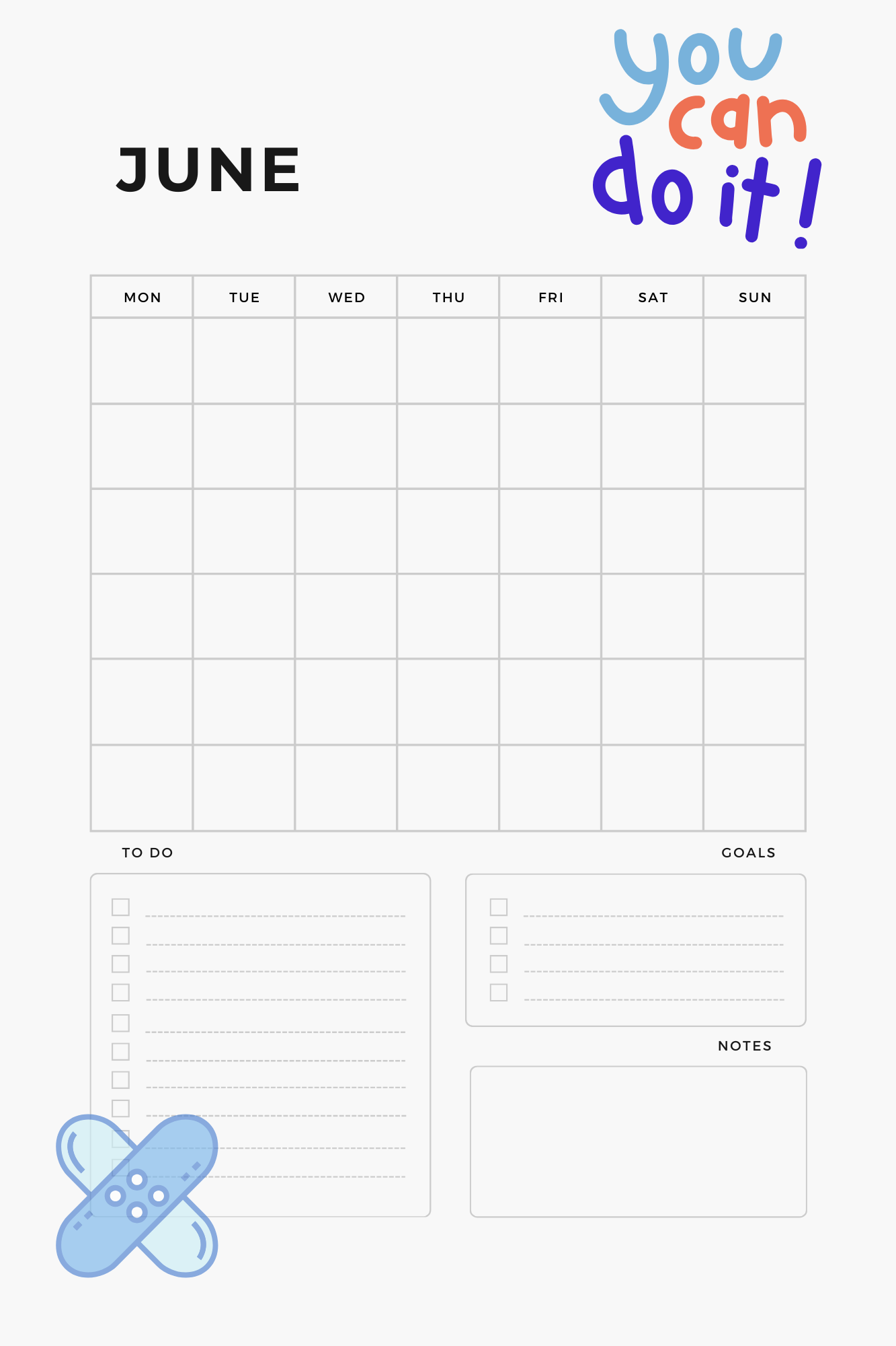 My Wound Healing Journey: Monthly Planner