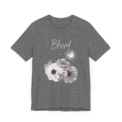 Blessed White Flowers with Butterfly T-shirt