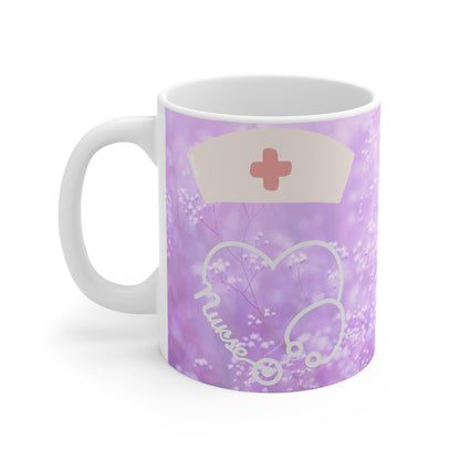 Nurses Touch the Heart Lavender Mug