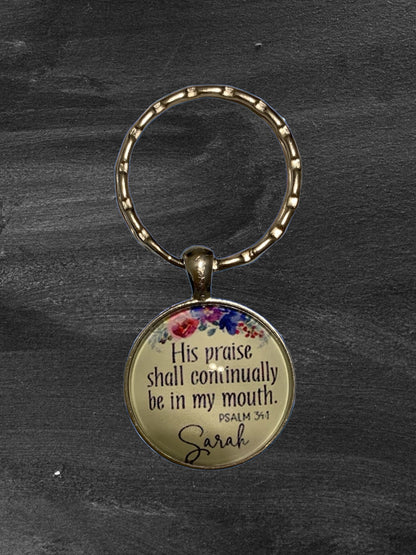 Bubble Bible Verse Keychain in Silver Tone