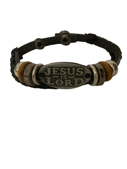 Jesus is Lord Bead Leather Bracelet