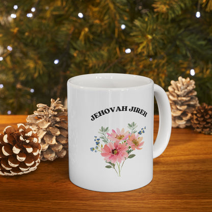 Jehovah Jireh God Is My Provider Ceramic Mug | Floral Woman Design